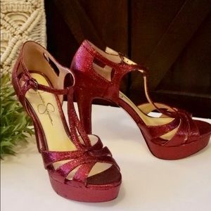 Jessica Simpson Dark Red Platform Heels Size 7.5
